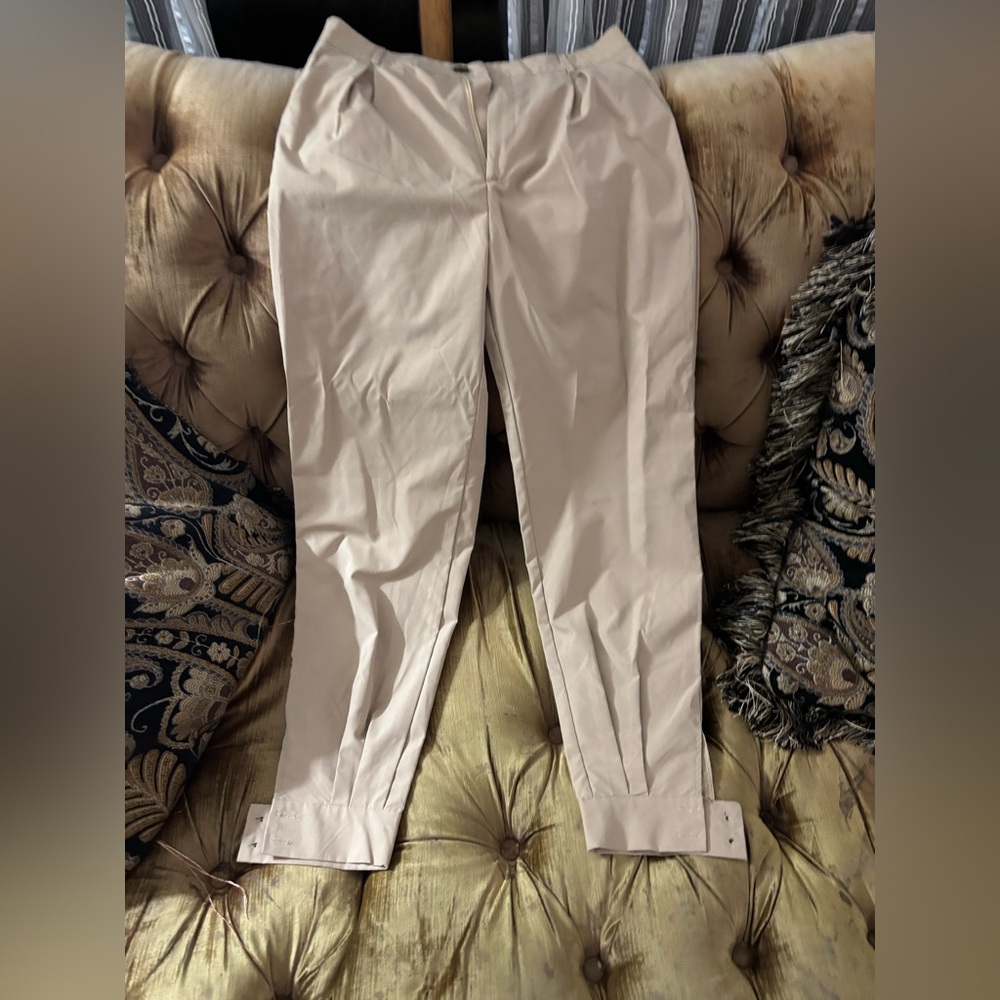 Beige Pleated Trousers